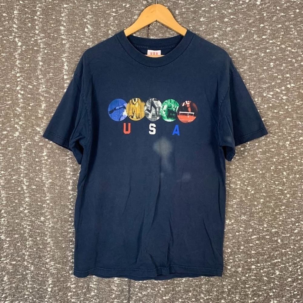 Vintage USA‎ Olympics Blue Souvenir T-Shirt Graphic Print Size Large